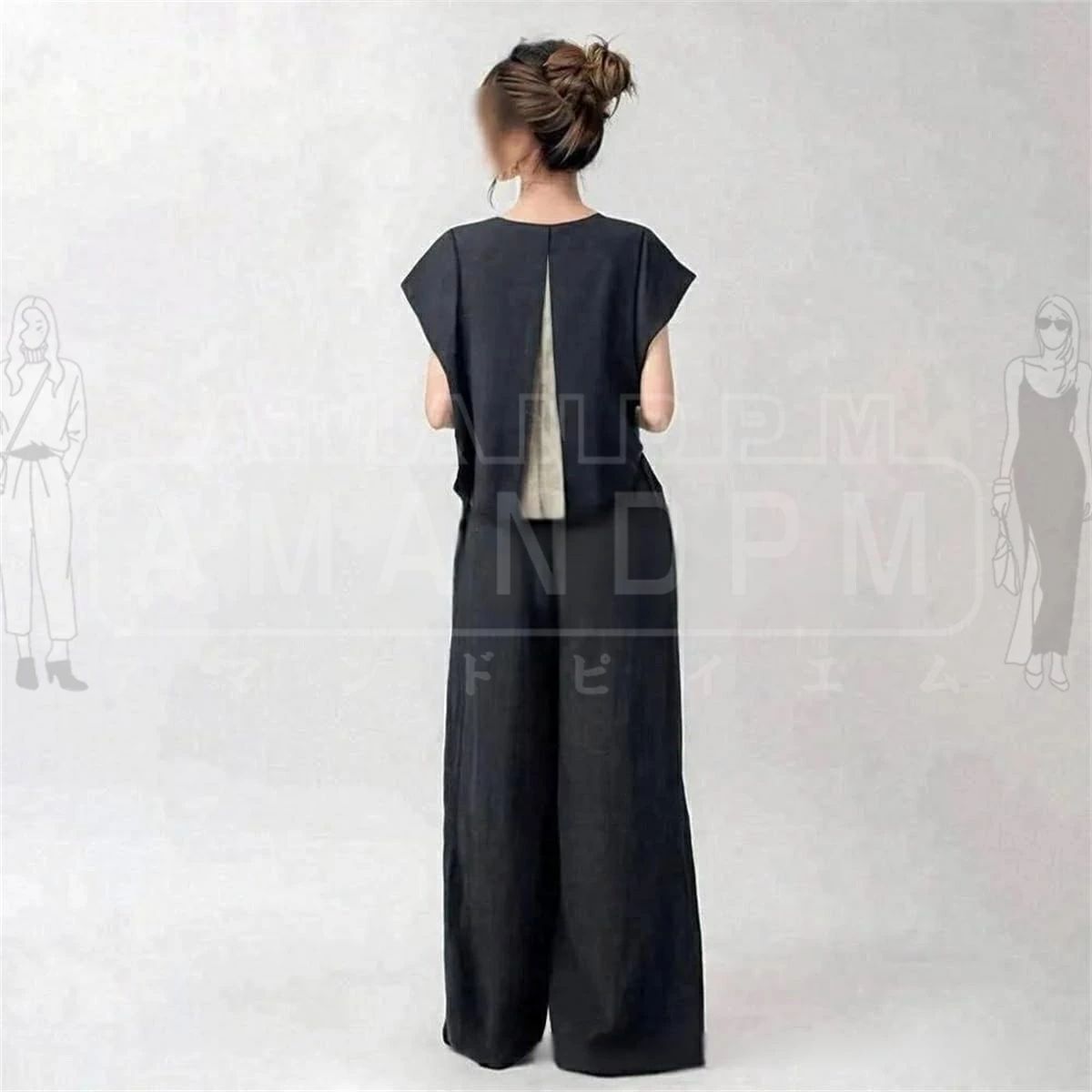 50代 40代 30代 大きいサイズ ゆったり 大人 無地 普段着 通勤 通学 切り替え オシャレ 可愛い 大人 ゆったり シングルボタン ロング丈 ドンキング グルーネック 夏服 パンツスーツ ワイドパンツ トップス 2点セット 韓国 きれいめ カジュアル 夏 レディース セットアップ