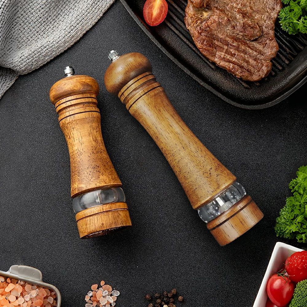 Silicone Cooking Utensils - ペッパーミル ペッパーグラインダー 木製 アクリル製 塩コショウグラインダー ミルセット クラシック 手動塩グラインダー 詰め替え可能 可視ウィンドウ 調節可能 セラミック研磨ローター 黒コショウ 岩塩 塩コショウ手動 粗細調節 調味料 調理用品