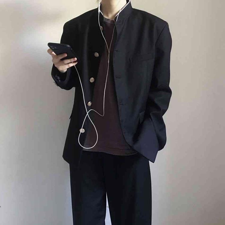 アルテ雑貨の学ラン 制服 詰襟 スラックス 上下セット ブレザー 中学生 ラウンド襟 上着 通学 2点セット メンズ ジュニア ボーイズ スクール ズボン 学生服 高校生 学生服 ジャケット 学生服 丸洗い 入学式 卒業式 コスプレ衣装 仮装 黒｜アングル3