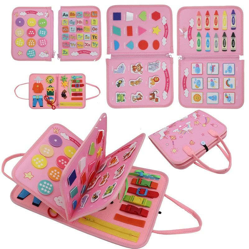 アルファベット 数字 指先 ジッパー ボタン 靴紐結び 紐通し 動かす 知育玩具 ビジーボード 1/2/3/4/5..