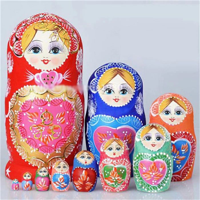 Rakuten - マトリョーシカ 10個セット 木製 伝統工芸 ロシア人形 サファイア ブルー クラシックデザイン 手描き 置物 インテリア お土産 結婚祝い 誕生日プレゼント 新築祝い ギフト 可愛い 北欧風 装飾品 ja349c0c0w7