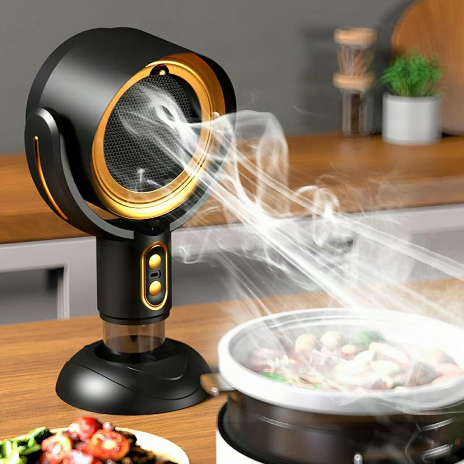 焼 マイナスイオン 吸煙機 ポータブル 3000mAh 2段階調整 油煙分離 BBQ 低騒音 Type-C充電式 小型 家庭..