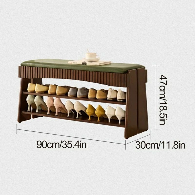 クッション付き木製シューズベンチ、隠し引き出し付き玄関収納ベンチ、玄関、廊下...