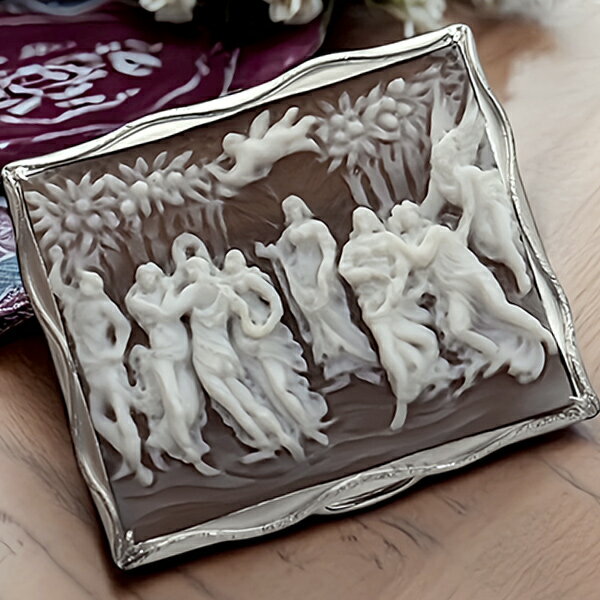 カメオブローチ&ネックレス 春 プリマヴェーラ ボッティチェリ 18金 ホワイトゴールド枠 アッカニート作 デザイナーズ カメオ アクセサリー 高級 ギフト お...