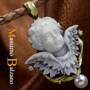 カメオ ペンダント ネックレス エンジェル 天使 立体彫刻のシェルカメオ 18金枠 ダイヤ 本真珠 イタリア バルザーノ氏製作 デザイナーズ製品 カメオ アクセ...