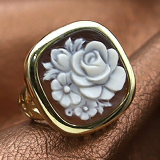 カメオリング イタリア製 シェルカメオ お花のカメオ カメオ彫刻家バルザーノ氏製作 Silver デザイナーズリング カメオ アクセサリー 高級 ギフト お誕生...