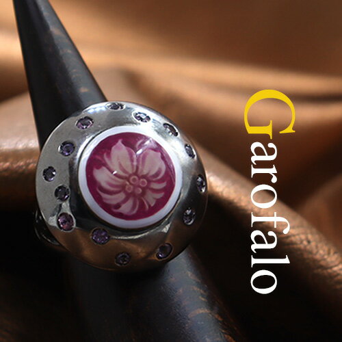 カメオリング ハイジュエリーブランド「ガロファロ」 Garofalo サファイア付き イタリア製 珊瑚パウダー入り ファンタジーカメオ Silver枠 カメオ ...