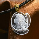 カメオペンダント&ネックレス 18金ゴールド ダイヤ 女性像 お花 カメオの形がデザイン シェルカメオ イタリア製 ガリオーネ作 カメオ アクセサリー 高級 ギ...