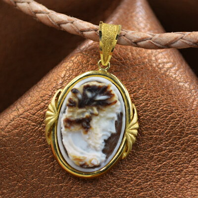 カメオペンダント&ネックレス Zeus ゼウス 天空の神 18金 神々たちの1週間 ジュテス作 メンズ&レディース シェルカメオ K18 カメオ アクセサリー ...