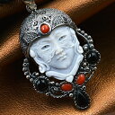 カメオペンダント&ネックレス ヴェネチア 仮面舞踏会 マスカラード 仮面マスケラ シェルカメオ ペルニーチェ氏製作 珊瑚 オニキス シルバー古美 カメオ アクセ...