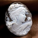 カメオ 女性人物像 繊細&立体的な彫刻 イタリアの彫刻家アッカニート氏製作 ブローチ・ペンダント枠加工承ります。 カメオ アクセサリー 高級 ギフト お誕生日 ...