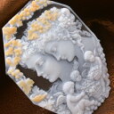 カメオ作品 シェルカメオ イタリアの彫刻家バルザーノ作 女性像 天使 バッカンテ エンジェル ブローチ&ネックレス加工にお勧め カメオ アクセサリー 高級 ギフ...