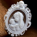 カメオ 聖母マリア像 聖母子 親子愛 天使が可愛い シェルカメオ イタリアの彫刻家バルザーノ氏作 ペンダント&ネックレス枠製品承ります カメオ アクセサリー 高...