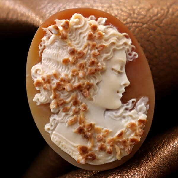 カメオ お花の女神フローラ 美しい女性人物像 ブローチ ネックレス 製作承ります シェルカメオ イタリア ペルニーチェ氏製作 カメオ アクセサリー 高級 ギフト...