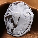 カメオ作品 ユニコーン 一角獣 シェルカメオ イタリア製 シモネッリ作 超大作ファンタジーカメオ ブローチ&ペンダント&ネックレス加工承ります カメオ アクセサ...