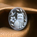 カメオ 可愛いネコちゃん お花 人気の動物シリーズ 「猫」 シェルカメオ イタリア 彫刻家シモネッリ作 ペンダントなどの枠製作承ります カメオ アクセサリー 高...
