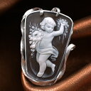 カメオブローチ&ネックレス 18金ホワイトゴールド 天使 エンジェル デザイナーズ 巨匠トゥルコ氏製作 イタリア シェルカメオ アクセサリー 高級 ギフト お誕...