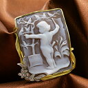 カメオブローチ&ネックレス 18金ゴールド 天使 エンジェル 音楽会 小鳥 デザイナーズ 巨匠トゥルコ氏製作 イタリア シェルカメオ アクセサリー 高級 ギフト...