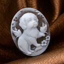 カメオ 可愛いワンちゃん お花 人気の動物シリーズ 「犬」 シェルカメオ イタリア 彫刻家シモネッリ作 ペンダントなどの枠製作承ります カメオ アクセサリー 高...