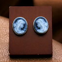 メノウカメオピアス 女性人物像 高品質 18金ゴールド枠付き 大きすぎず小さすぎない程よいサイズ感のカメオピアス ドイツ製 高品質&低価格 オシャレ カメオ ア...