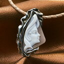 カメオペンダント&ネックレス SILVER 古美仕上げ イタリア製 デザイナーズ シェルカメオ 彫刻家マミ作 女性人物像 カメオ アクセサリー 高級 ギフト お...