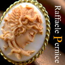 カメオネックレス&ペンダント メドゥーサ Medusa イタリア製 三層彫刻のアートカメオ Silver ゴールドコーティング レザーネックレス付 カメオ アク...