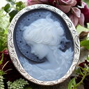 カメオブローチ&ネックレス 2WAY メノウカメオ Silver 彫金デザイン 美しい女性像 ミュシャ ドイツ製 上品&高品質&低価格 オシャレ カメオ アクセ...