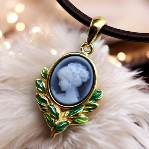 メノウカメオペンダント&ネックレス エナメル付 イタリア&ドイツ製 美しい女性人物像 G-DRAGON Silver シルバーギルド 上品&高品質&低価格 オシ...