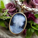 メノウカメオペンダント&ネックレス 美しい女性人物像のカメオ G-DRAGON 18金ゴールド枠 ドイツ製 上品&高品質&低価格 オシャレ レザーネックレス付 ...