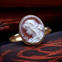 カメオリング メノウカメオ 18金ゴールド枠付き 美しい女性人物像 ドイツ製のカメオ 毎日着けたくなるシンプルリング 18Kのリング枠付き カメオ アクセサリー...