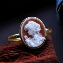 カメオリング メノウカメオ 18金ゴールド枠付き 美しい女性人物像 ドイツ製のカメオ 毎日着けたくなるシンプルリング 18Kのリング枠付き カメオ アクセサリー...