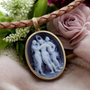 メノウカメオネックレス 18金 ゴールド 三美神 女神 ボッティチェリ プリマヴェーラ ドイツ製 上品&高品質&低価格 オシャレ レザーネックレス付 カメオ ア...