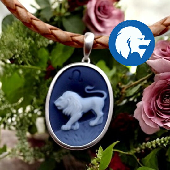 メノウカメオネックレス 獅子座 12星座 Silver ツヤ消しデザイン 上品&高品質&低価格 オシャレ レザーネックレス付 カメオ アクセサリー 高級 ギフト...