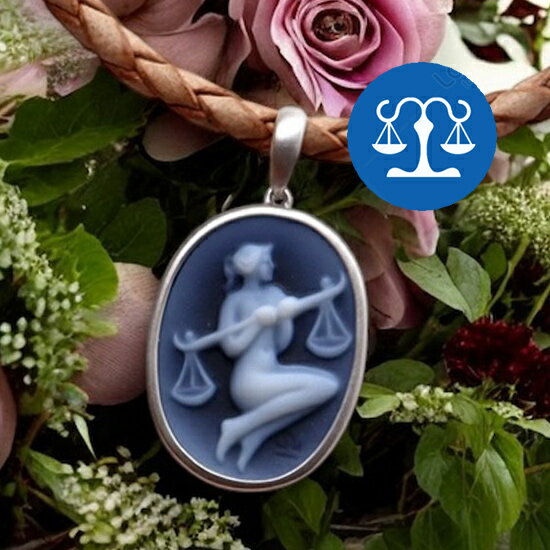 メノウカメオネックレス 天秤座 12星座 Silver ツヤ消しデザイン 上品&高品質&低価格 オシャレ レザーネックレス付 カメオ アクセサリー 高級 ギフト...