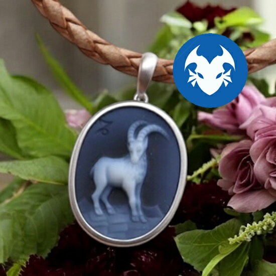メノウカメオネックレス 山羊座 12星座 Silver ツヤ消しデザイン 上品&高品質&低価格 オシャレ レザーネックレス付 カメオ アクセサリー 高級 ギフト...