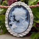 メノウカメオブローチ&ネックレス ストンカメオ 女性人物像 白蝶貝 ダイヤ付 本革レザーネックレス付 ドイツ製カメオ デザイナーズ製品 カメオ アクセサリー 高...