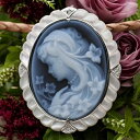 メノウカメオブローチ&ネックレス ストンカメオ 女性人物像 白蝶貝 ダイヤ付 本革レザーネックレス付 ドイツ製カメオ デザイナーズ製品 カメオ アクセサリー 高...