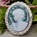 メノウカメオブローチ&ネックレス ストンカメオ 女性人物像 白蝶貝 ダイヤ付 本革レザーネックレス付 ドイツ製カメオ デザイナーズ製品 カメオ アクセサリー 高...