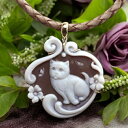 カメオネックレス製品 18金ゴールド枠 可愛い猫 ネコちゃん ガリオーネ作 カメオの形がデザイン イタリア製カメオ カメオ アクセサリー 高級 ギフト お誕生日...