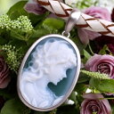 メノウカメオペンダント&ネックレス 美しい女性人物像のカメオ G-DRAGON 18金ホワイトゴールド枠 ドイツ製 上品&高品質&低価格 オシャレ レザーネック...