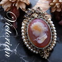 アンティークカメオ 18金ダイヤ&本真珠 メドゥーサ MEDUSA 特別なカメオブローチ ヴィクトリア時代のカメオ 100年以上前の逸品 カメオ アクセサリー ...