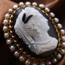 アンティークカメオ 18金ゴールド&本真珠 女神ヘラ 特別なカメオブローチ&ネックレス ヴィクトリア時代のカメオ 100年以上前の逸品 カメオ アクセサリー 高...