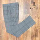 春夏 LANVIN COLLECTION 日本製スラックス パンツ 清涼ウール ウインドウペン チェック 美脚 お洒落 クラシコ トラッド メンズ プレゼント ギフト