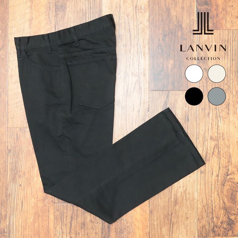 春夏 LANVIN COLLECTION カラー デニムパンツ ハリ コシ 無地 ウォッシュ加工 日本製 ブーツカット 大人カジュアル メンズ 30代 40代 ジーンズ【ib192-28600TAF】