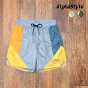 【期間限定ポイント5倍】春夏 Alphastyle イージー ハーフパンツ 撥水タフタ カラー切替 スポーティー アルファスタイル メンズ アウトドア【kc354-36300TAF】