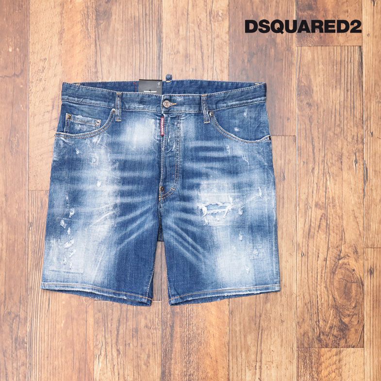 春夏 DSQUARED2 デニム ハーフパンツ S74MU0683 MARINE SHORT イタリア製 ダメージ ワイルド ジーンズ ラグジュアリー メンズ 高級ブランド【id146-74800TAF】