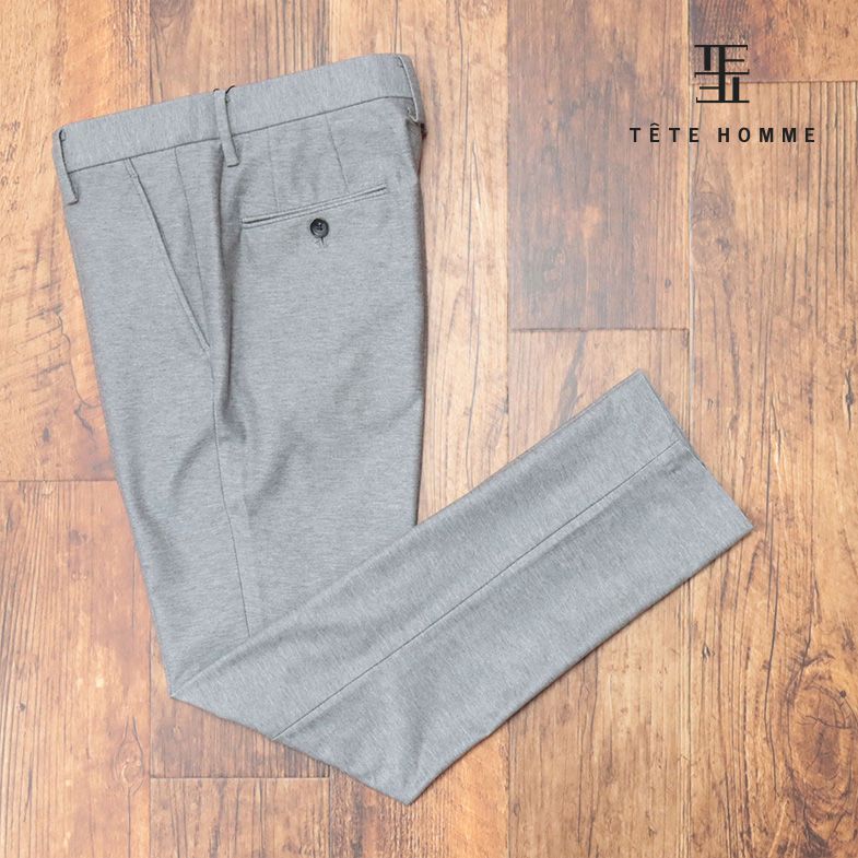 春夏 TETE HOMME スラックス パンツ グーンと伸縮 カルゼ 無地 ノータック 美脚 きれいめ 上品 30代 40代 50代 ビジカジ 父の日 プレゼ..