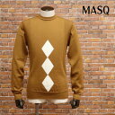 秋冬 MASQ 丸首ニット エクストラファインメリノウール100% インターシャ編アーガイル イタリア製 メンズ 紳士【md403-35200TAF】