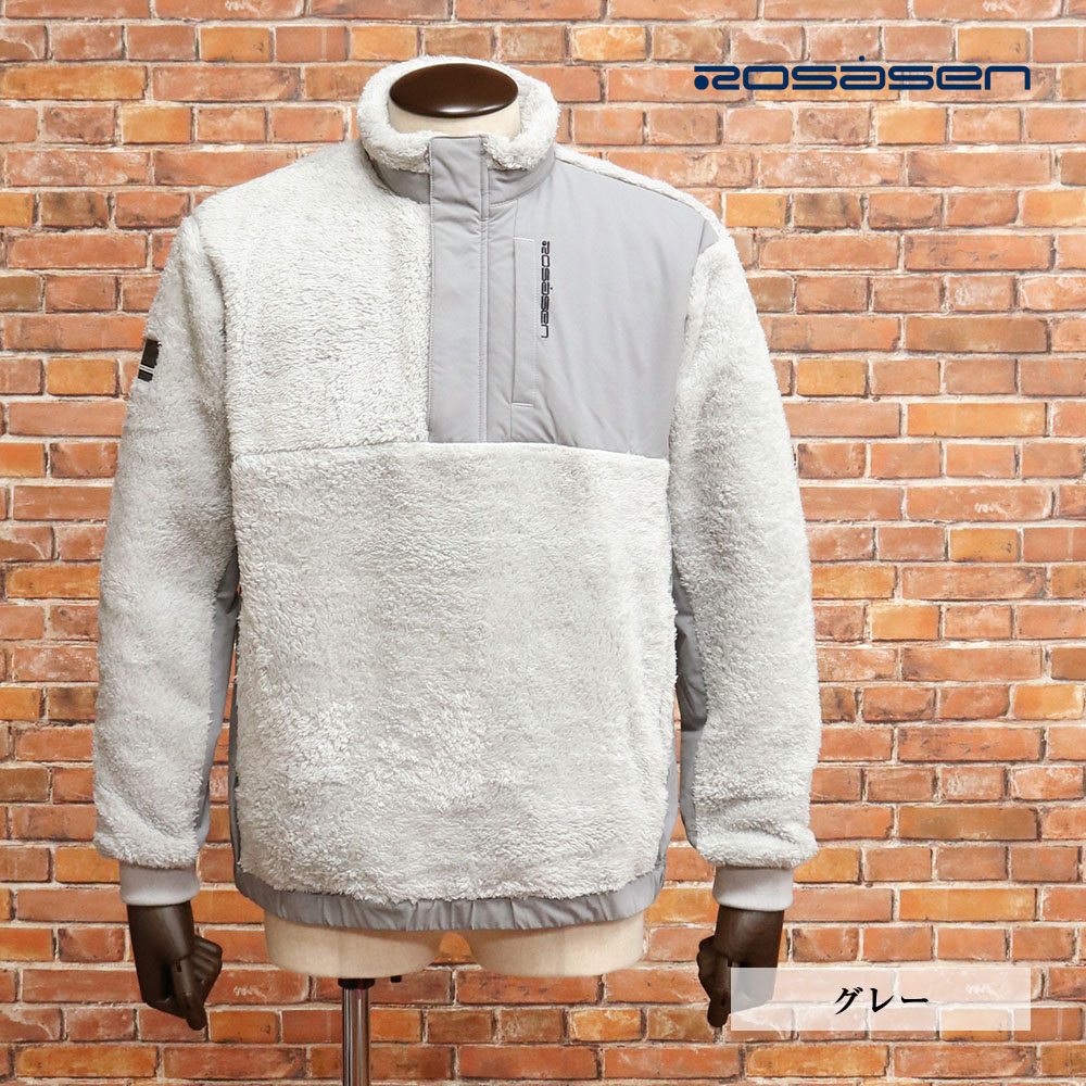 【期間限定ポイント10倍】秋冬 Rosasen ダブルフェイスボア アノラック 044-59011 異素材切替 ハーフジップ ゴルフウェア メンズ 紳士 ロサーセン【mc173-24200TAF】