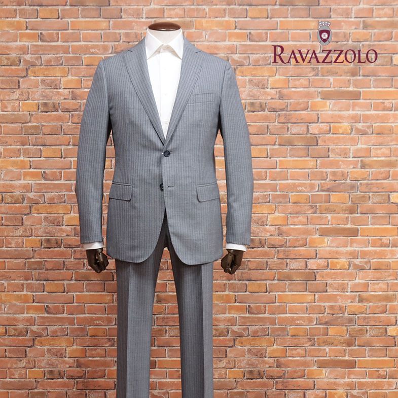 【期間限定ポイント5倍】【アウトレット80%OFF】Ravazzolo シングル スーツ 艷やか ヴァージンウール ストライプ柄 イタリア製 ハンドメイド 贅沢 サルトリア 40代 50代 メンズ ファッション【ic283-390500TAF】